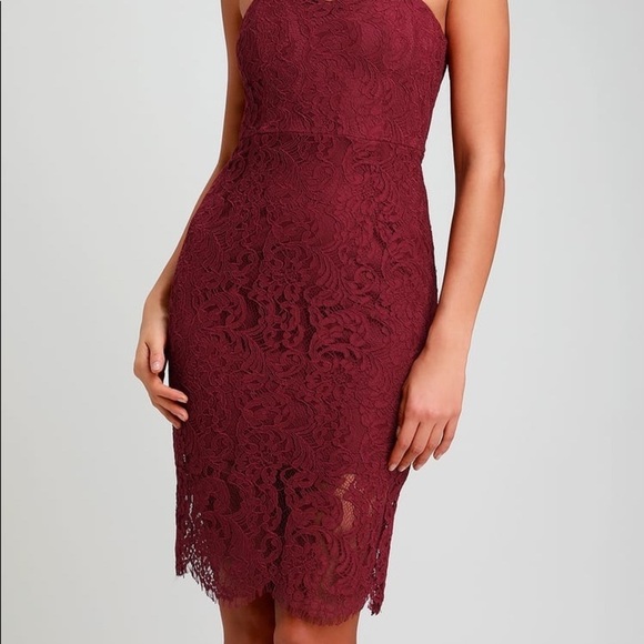 NWT Lulu’s License to Love Burgundy Maroon Lace Bodycon Sleeveless Mini Dress - Picture 3 of 11